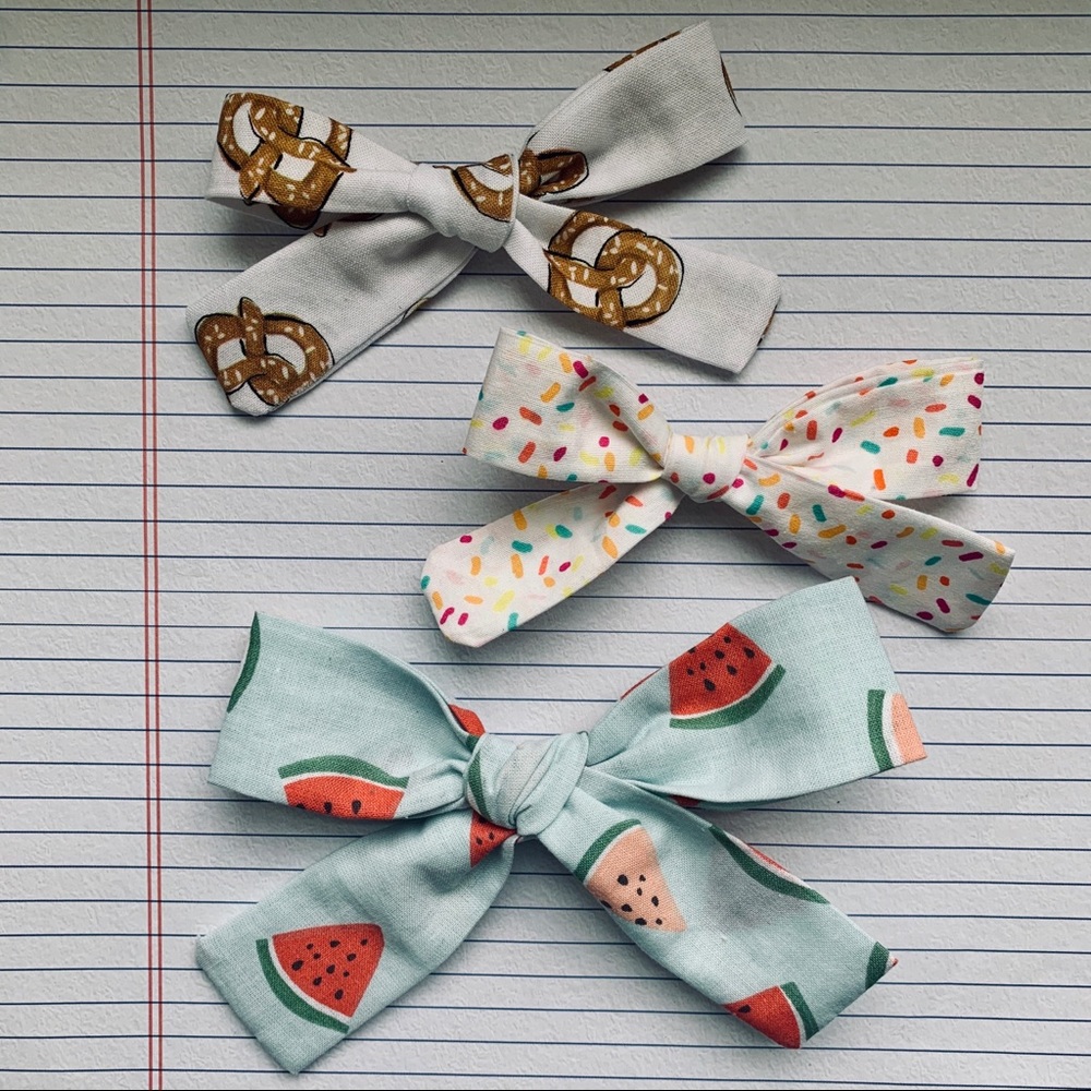 Pretzel sprinkle watermelon hair bows